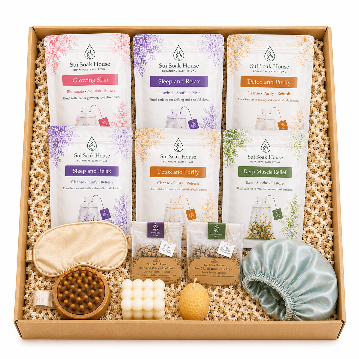 The Signature Experience -13 piece Spa Set with Bath Infusion Sachets, Foot Soaks & Relaxation Essentials